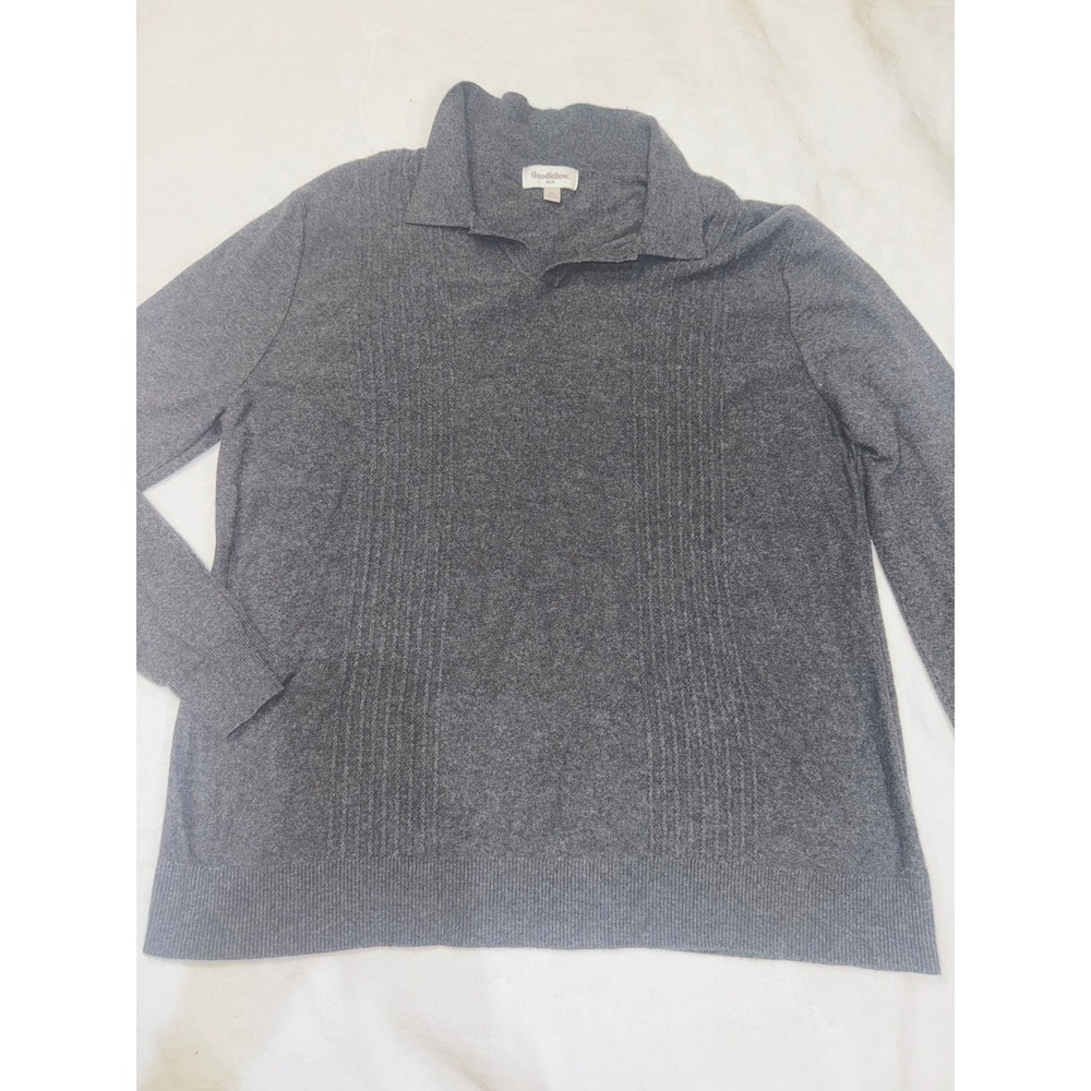 Goodfellow & Co Mens XL Gray Long Sleeve Ribbed Texture Polo Collar Sweater
